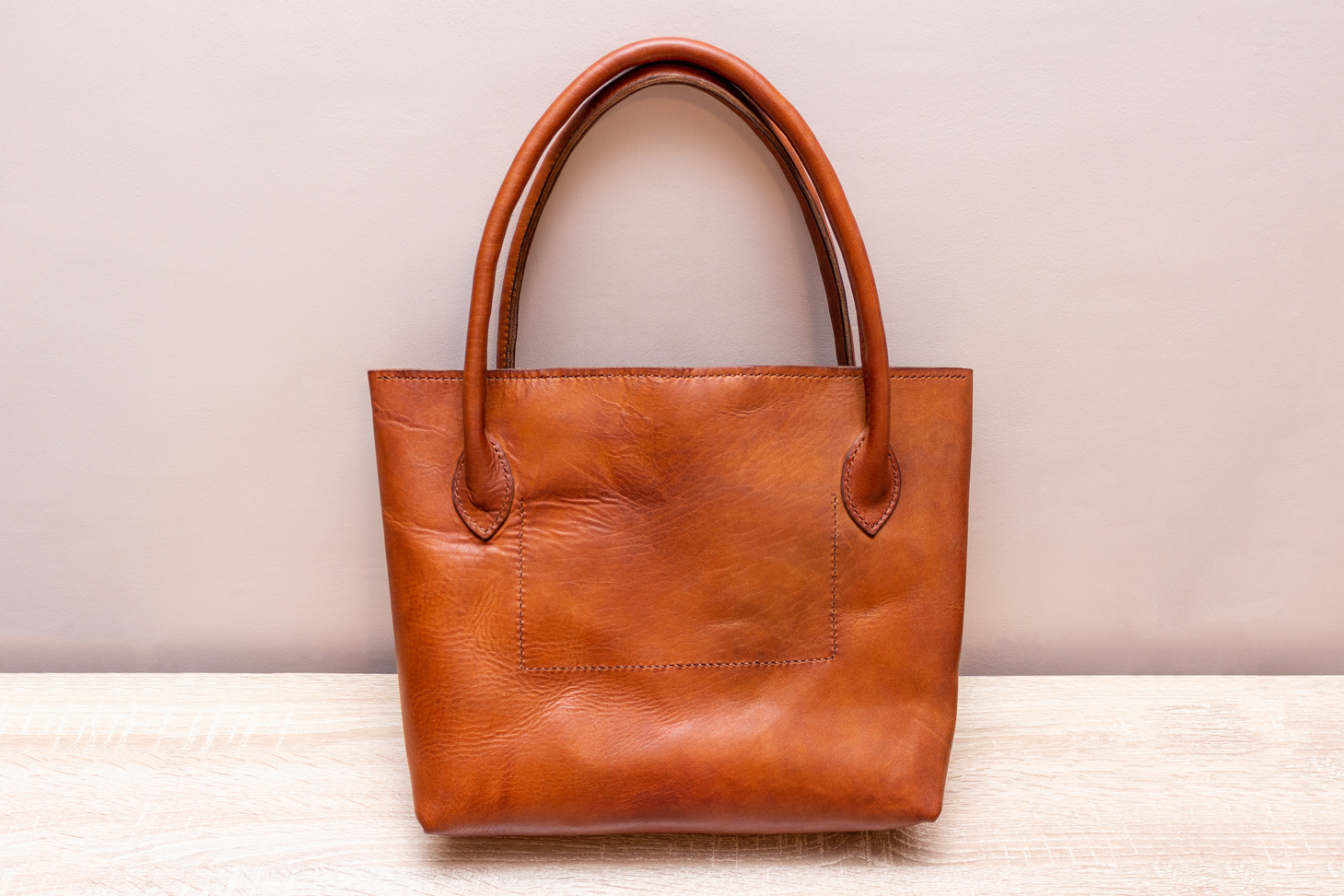 Handmade brown tote leather bag